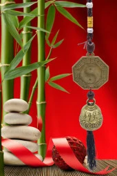 Çin Feng Shui Şans ve Bereket Metal Bagua Çan 40 cm thumbnail 10