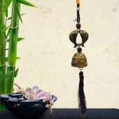 Çin Feng Shui Şans ve Bereket Metal Koi Balık Çan 35 cm thumbnail 4