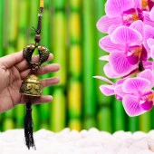 Çin Feng Shui Şans ve Bereket Metal Koi Balık Çan 35 cm thumbnail 5