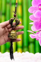 Çin Feng Shui Şans ve Bereket Metal Koi Balık Çan 35 cm thumbnail 9