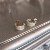 Vaoov 925 Ayar Gümüş Pave Taşlı Halka Küpe thumbnail 3