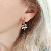 Vaoov 925 Ayar Gümüş Kalpli Rose Göz Küpe thumbnail 3