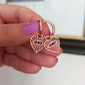 Vaoov 925 Ayar Gümüş Kalpli Rose Göz Küpe thumbnail 2