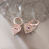 Vaoov 925 Ayar Gümüş Kalpli Rose Göz Küpe thumbnail 4