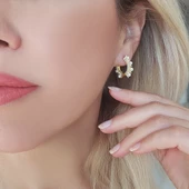 Vaoov 925 Ayar Gümüş İncili Halka Küpe thumbnail 1