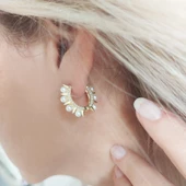 Vaoov 925 Ayar Gümüş İncili Halka Küpe thumbnail 8