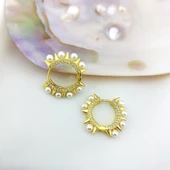 Vaoov 925 Ayar Gümüş İncili Halka Küpe thumbnail 2