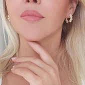 Vaoov 925 Ayar Gümüş İncili Halka Küpe thumbnail 3