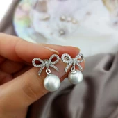 Vaoov 925 Ayar Gümüş Kurdeleli İnci Küpe thumbnail 4