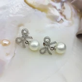 Vaoov 925 Ayar Gümüş Kurdeleli İnci Küpe thumbnail 7