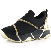 Erkan Saçmacı Barbara Siyah Streç Altın Taşlı Sneaker - 1