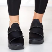 Erkan Saçmacı Barbara Siyah Streç Siyah Taşlı Sneaker - 4