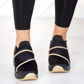 Erkan Saçmacı Barbara Siyah Streç Altın Taşlı Sneaker - 4