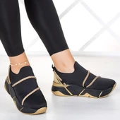 Erkan Saçmacı Barbara Siyah Streç Altın Taşlı Sneaker - 2