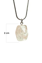 Kuvars Doğal Taşı Zincirli El Yapımı Kolye Uç: 2 cm Zincir: 20 cm Kutulu - 2