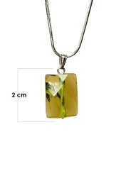Moldavit Doğal Taşı Zincirli El Yapımı Kolye Uç: 2 cm Zincir: 20 cm Kutulu - 2