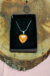 Aragonit Doğal Taşı Zincirli El Yapımı Kolye Uç: 2 cm Zincir: 20 cm Kutulu thumbnail 3