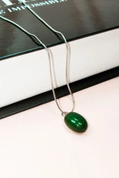 Aventurin Doğal Taşı Zincirli El Yapımı Kolye Uç: 2 cm Zincir: 20 cm Kutulu thumbnail 6