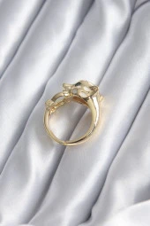 Gold Renk Kaplan Model Zirkon Taş Detay VİP Kadın Yüzük - TJ-BYK2853 thumbnail 2