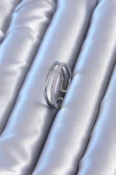 Zarif Model 2'li Gümüş Renk Pirinç Kadın Yüzük - TJ-BYK2781 thumbnail 1