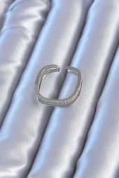 Zarif Model 2'li Gümüş Renk Pirinç Kadın Yüzük - TJ-BYK2781 thumbnail 2