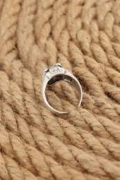 Antik Gümüş Renk Kurt Model Ayarlanabilir Erkek Yüzük - TJ-EY566 thumbnail 2