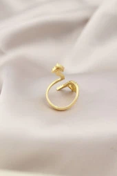 Gold Renk Metal Ok Tasarımlı Zirkon Taşlı Kadın Yüzük - TJ-BYK2212 - 2