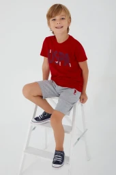 U.S. Polo Erkek Çocuk Bermuda Takım 1334-4 Kırmızı - 1