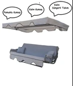 Mandaş Süngerli 3 Kişilik Salıncak Minder Seti (Pamuklu Kumaş)-Gri YENİ - 4