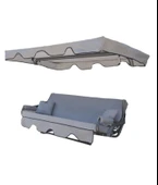 Mandaş Süngerli 3 Kişilik Salıncak Minder Seti (Pamuklu Kumaş)-Gri YENİ - 3