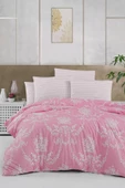 %100 Pamuklu Çift Kişilik Desenli Ranforce Kumaş Nevresim Seti - 200x220 cm - - 7