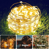 TechTic Solar 100 Led 12Metre Güneş Enerjili Bahçe Ev Parti Perde Süsü Noel Yılbaşı Ağacı Işığı - 1
