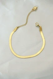 316L Çelik Gold Renk İtalyan Zincirli Bileklik - TJ-BB4103 - 1