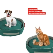 Sünger Simit Köpek Yuvası Küçük Irk Köpek Yatağı Ve Kedi Yatağı 55 Cm Yeşil Gri - 3