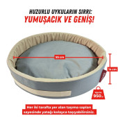 Sünger Simit Köpek Yuvası Küçük Irk Köpek Yatağı Ve Kedi Yatağı 55 Cm Antrasit Bej - 2