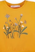 Kız Bebek Çiçek Baskılı Bisiklet Yaka Kolsuz Sarı Tişört thumbnail 4