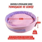 XPERMATE Sünger Simit Köpek Yuvası Küçük Irk Köpek Yatağı Ve Kedi Yatağı 55 Cm Pembe Lila - 2