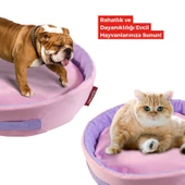XPERMATE Sünger Simit Köpek Yuvası Küçük Irk Köpek Yatağı Ve Kedi Yatağı 55 Cm Pembe Lila - 3