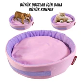 XPERMATE Sünger Simit Köpek Yuvası Küçük Irk Köpek Yatağı Ve Kedi Yatağı 55 Cm Pembe Lila - 1