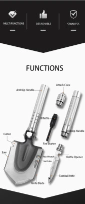 Grand Harvest GBC-S01-2 Multi Fonksiyonel Taktik Kürek - 9