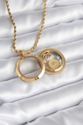 Marydien 316L Çelik Gold Renk Açılabilir Fanus Model Kadın Kolye - 1