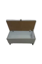 Mc Mobilya Sahra Peri Sandıklı Keten Puf Sandıklı Puf Bench Pistonlu Krem - 4