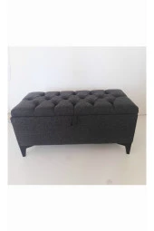 Mc Mobilya Sahra Peri Sandıklı Keten Kapitone Sandıklıpuf Bench Puf Tabure Pistonlu Siyah Ayak thumbnail 3
