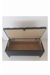 Mc Mobilya Sahra Peri Sandıklı Keten Kapitone Sandıklıpuf Bench Puf Tabure Pistonlu Siyah Ayak thumbnail 4