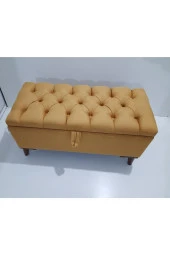 Mc Mobilya Sahra Peri Sandıklı Keten Kapitone Sandiklipuf Bench Puf Tabure Pistonlu Hardal thumbnail 1