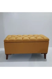 Mc Mobilya Sahra Peri Sandıklı Keten Kapitone Sandiklipuf Bench Puf Tabure Pistonlu Hardal thumbnail 4
