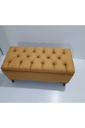 Mc Mobilya Sahra Peri Sandıklı Keten Kapitone Sandiklipuf Bench Puf Tabure Pistonlu Hardal thumbnail 5