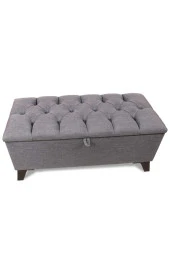 Mc Mobilya Sahra Peri Sandıklı Keten Kapitone Sandıklıpuf Bench Puf Tabure Pistonlu - 4
