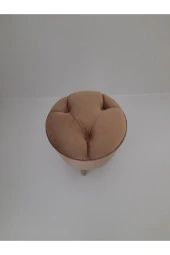 Mc Mobilya Sahra 35 Çap Silindir Hardal Kapitonepuf Tabure thumbnail 1