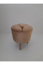 Mc Mobilya Sahra 35 Çap Silindir Hardal Kapitonepuf Tabure thumbnail 2